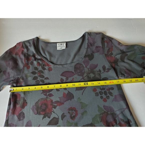 Color Me Cotton Women Dress XS Floral Round Neck Shift Made In USA Pockets - Picture 7 of 9